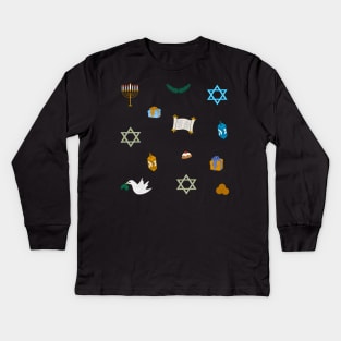 Hanukkah Doodles Sticker Pack Kids Long Sleeve T-Shirt